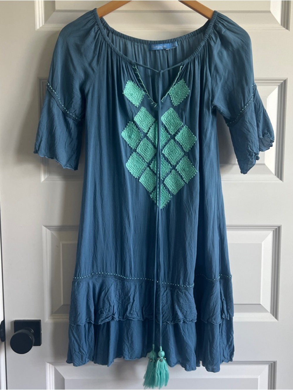 BLUE GINGER Mini Dress Swim Cover Oversize XS